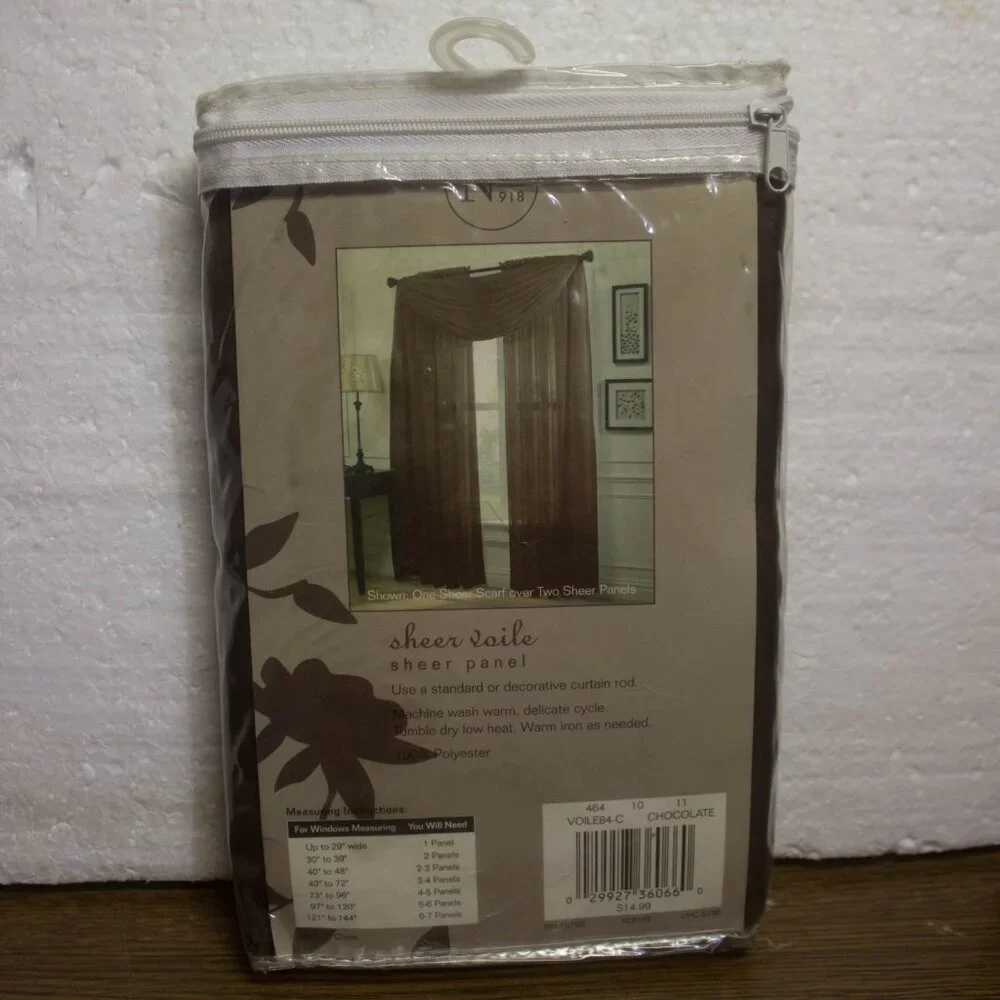 No. 918 Sheer Voile One 59 x 84 Inch Panel Chocolate New in Package
